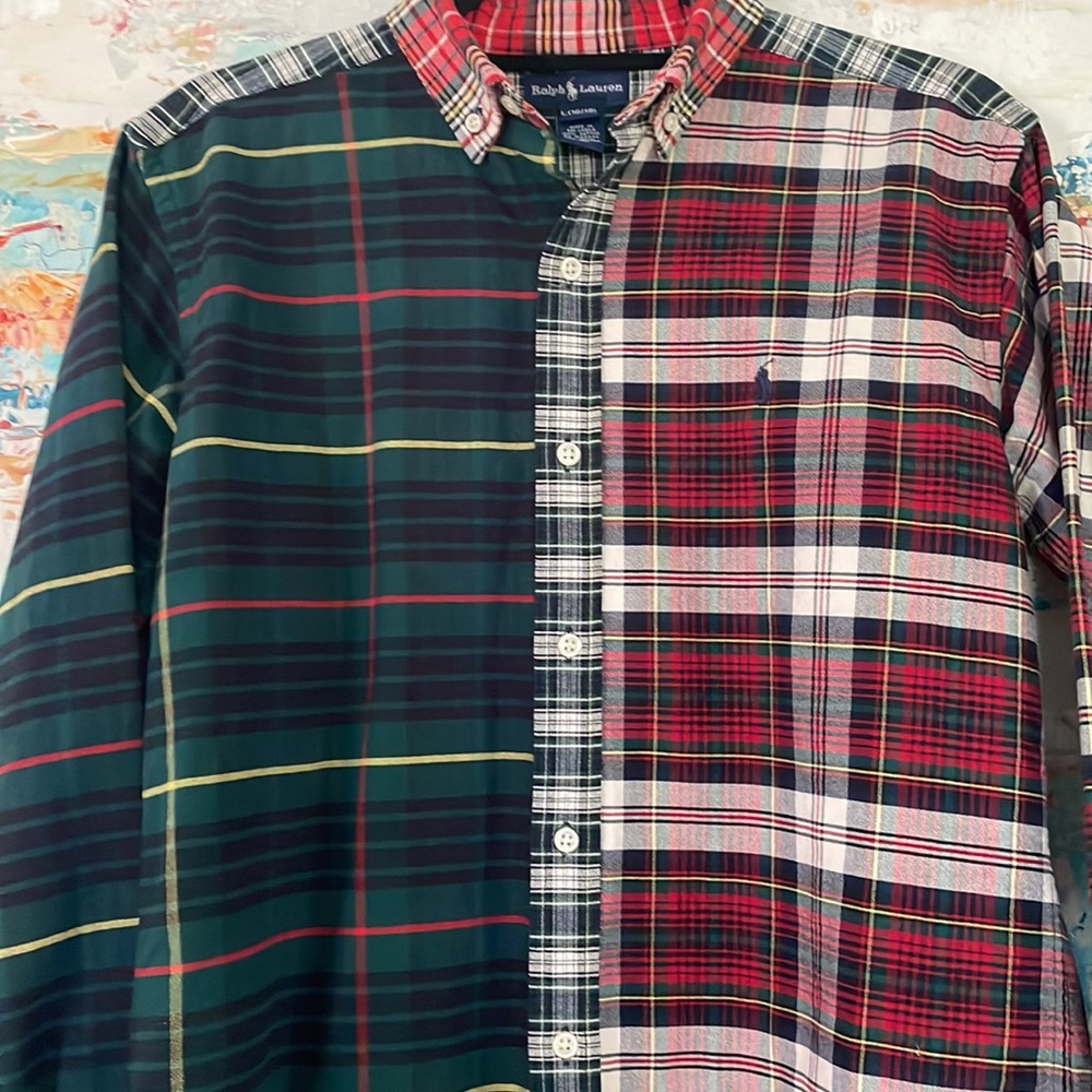 Ralph Lauren Button Down Preppy Multi Plaid Shirt EC! Sz Large (16-18)